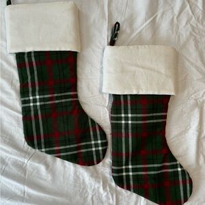 Festive Plaid Stockings - Green and Red